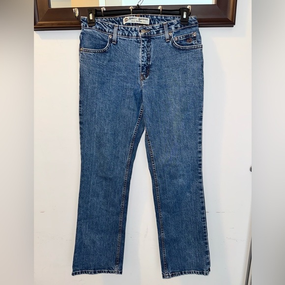 Harley-Davidson Ladies Classic Blue Denim Bootcut Jeans Size 10 - Picture 1 of 9